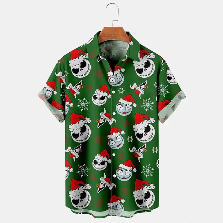 Men's Christmas Skull Goth Casual Shirt