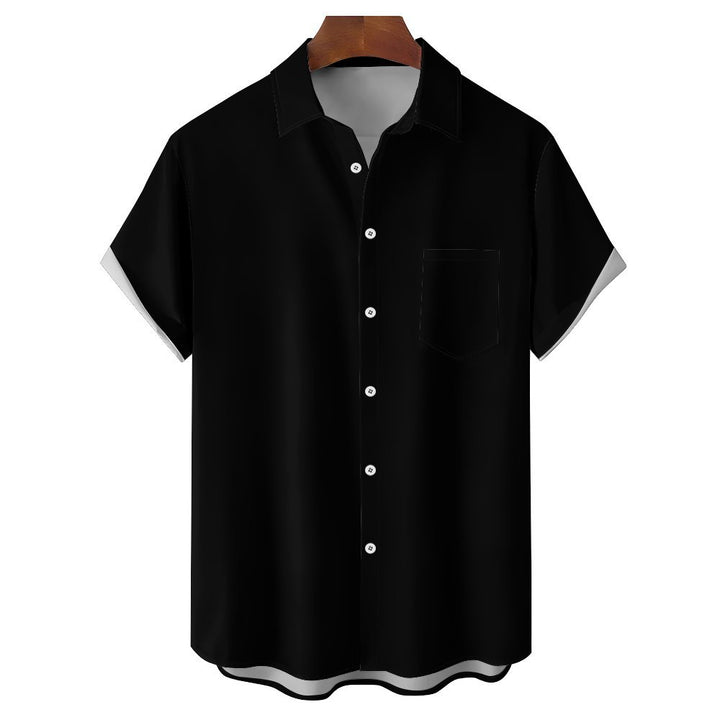 Men's Solid Color Casual Short Sleeve Shirt 2312000443