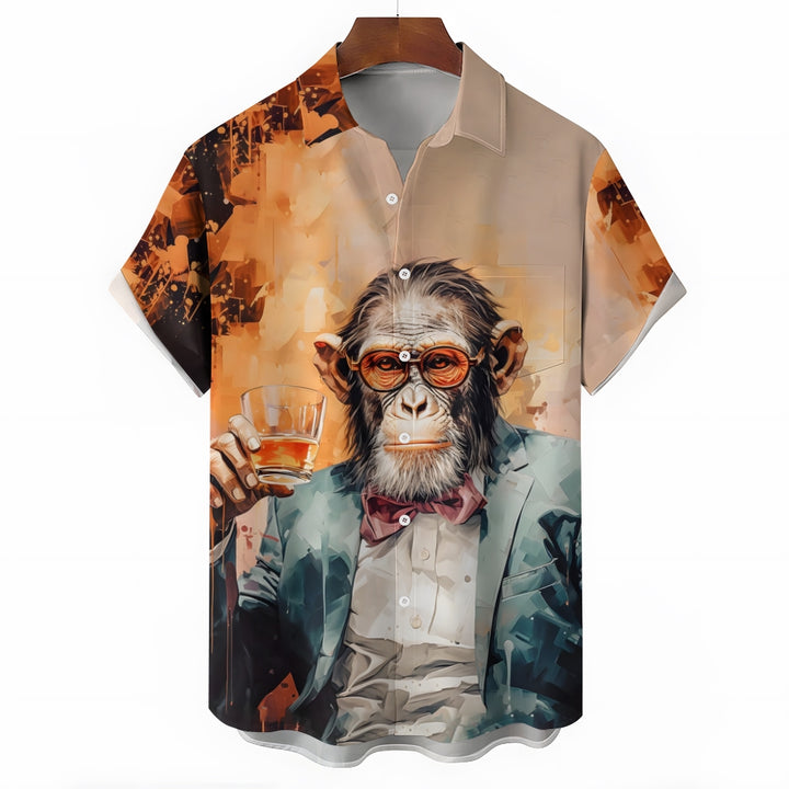 Gentleman Orangutan Casual Short Sleeve Shirt 2408005191