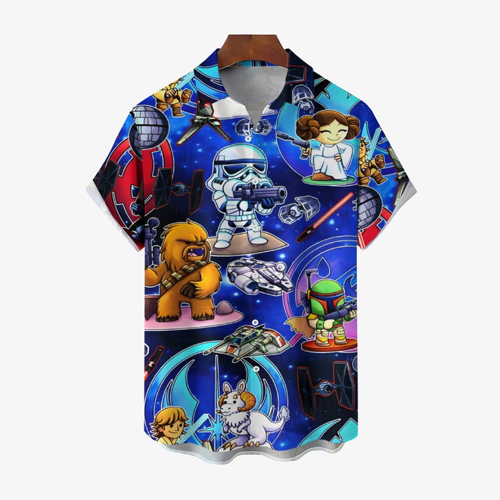 Men's Star Warrior Cartoon Casual Short Sleeve Shirt 2409002245