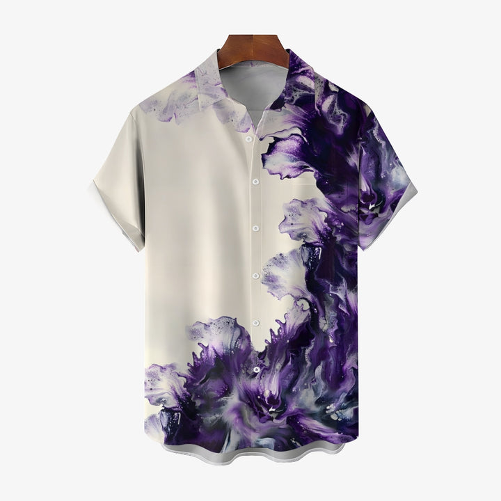 Purple Gradient Texture Art Print Short Sleeve Shirt 2405000465