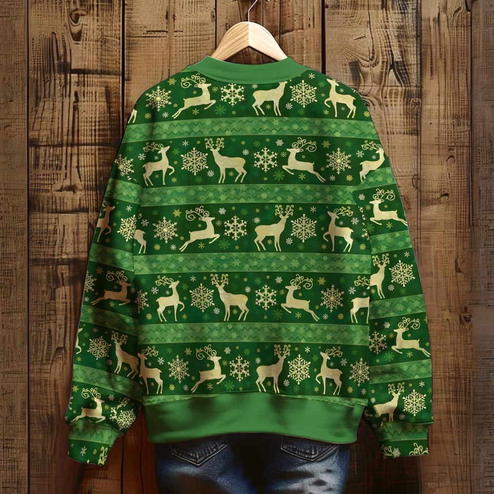 Men's Christmas Stripe Elk Print Unisex Sweatshirt 2410009032