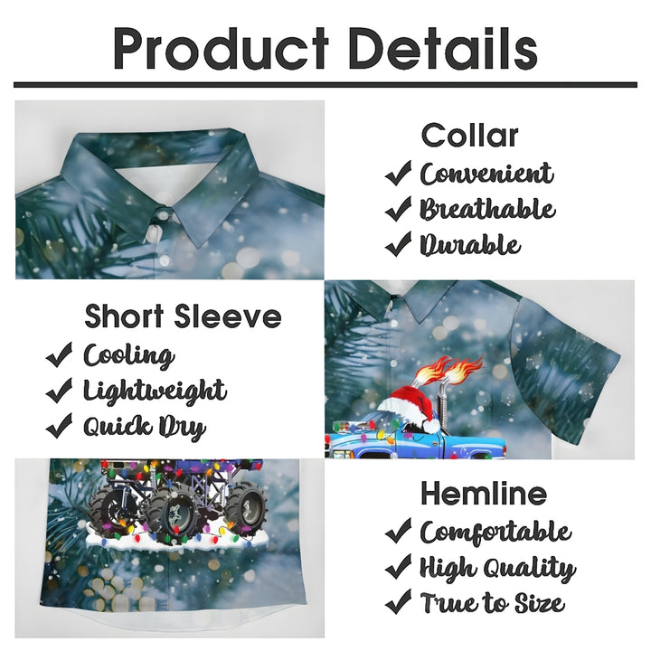 Truck Christmas Colored Lights Casual Short Sleeve Shirt 2408007723