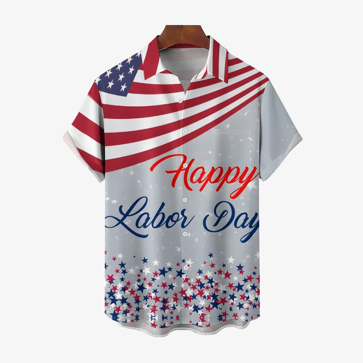 Labor Day Casual Large Size Short Sleeve Shirt 2408000361