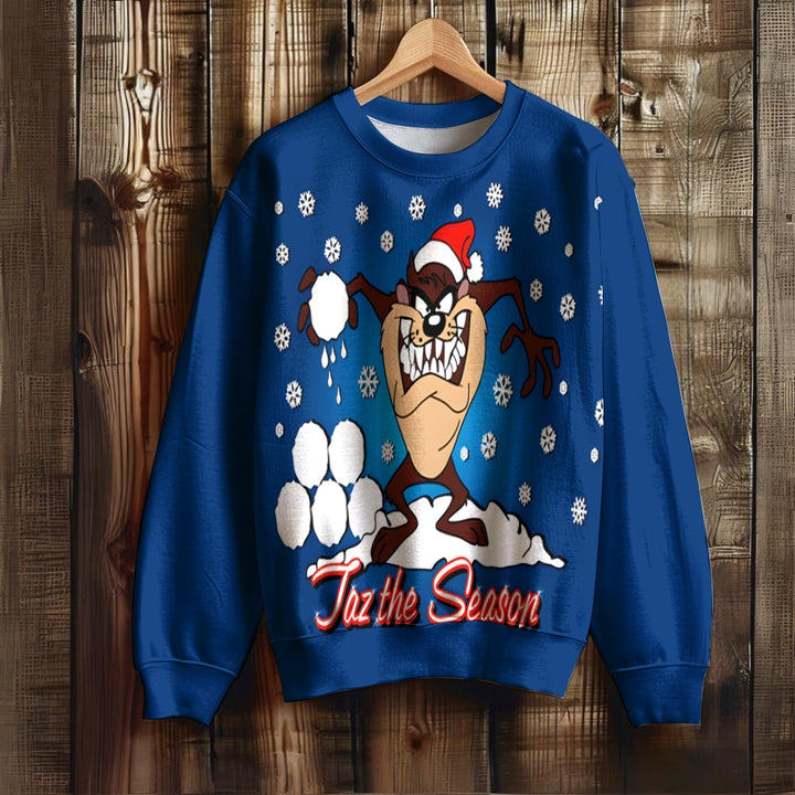 Men's Christmas Character Snowball Print Unisex Sweatshirt 2410009020