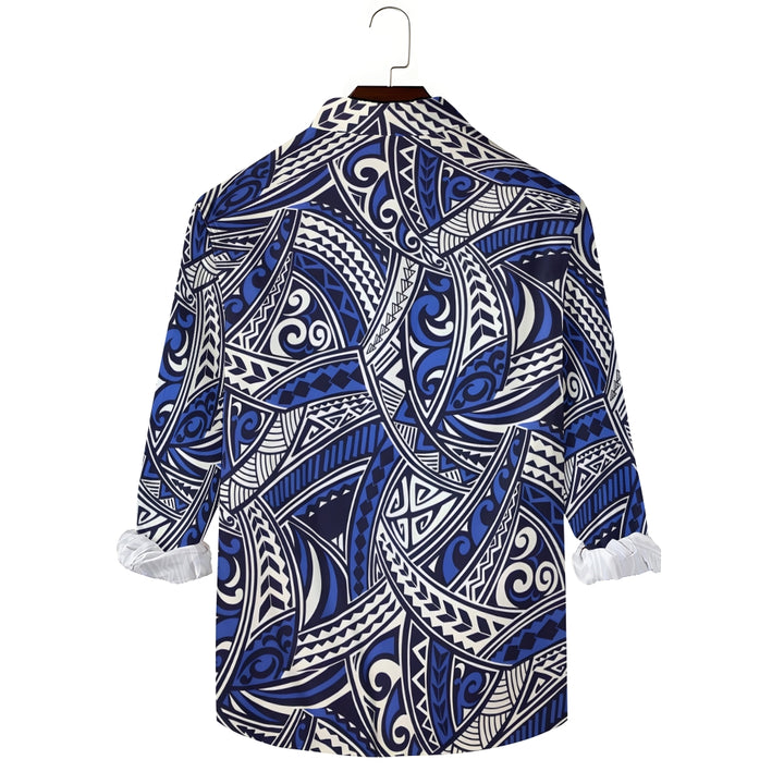 Men's Geometric Ethnic Pattern Long Sleeve Shirt 2410004512