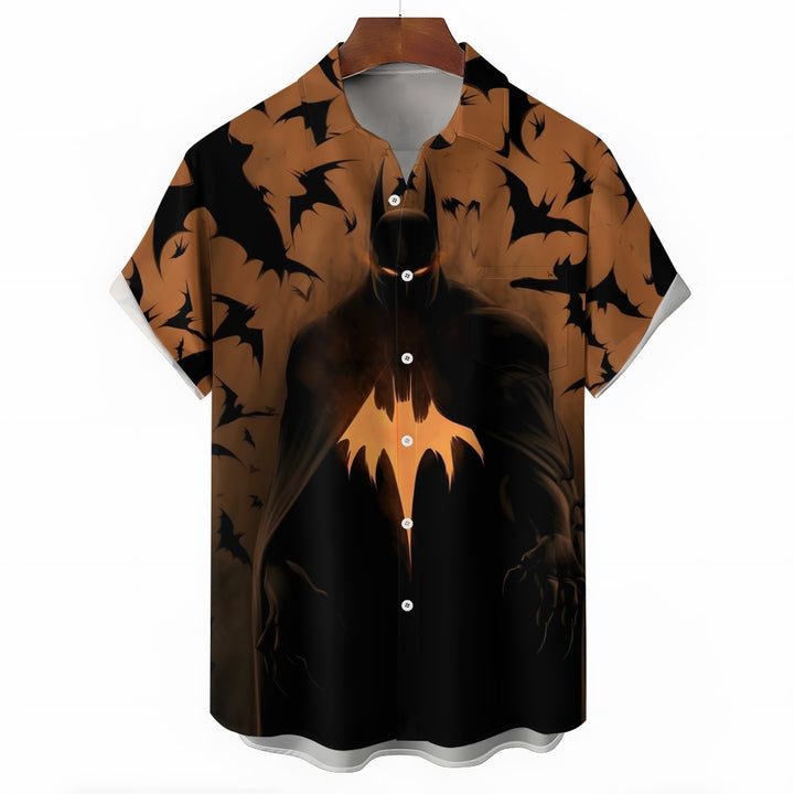 Dark Batman Print Casual Short Sleeve Shirt 2408007160