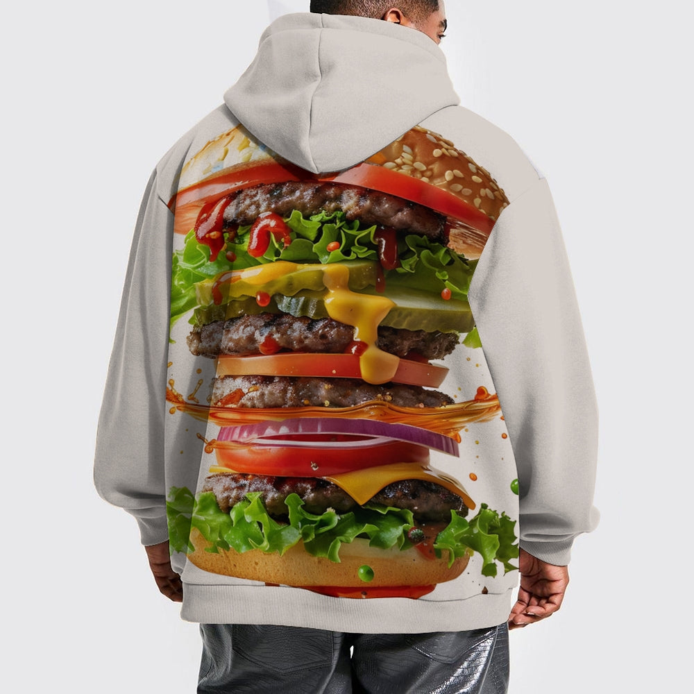 Plue Size Delicious Burgers Printed Hoodies 2411009425