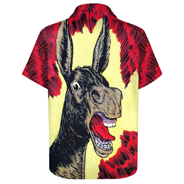 Men's  Funny Donkey Print Casual Short Sleeve Shirt 2404000411