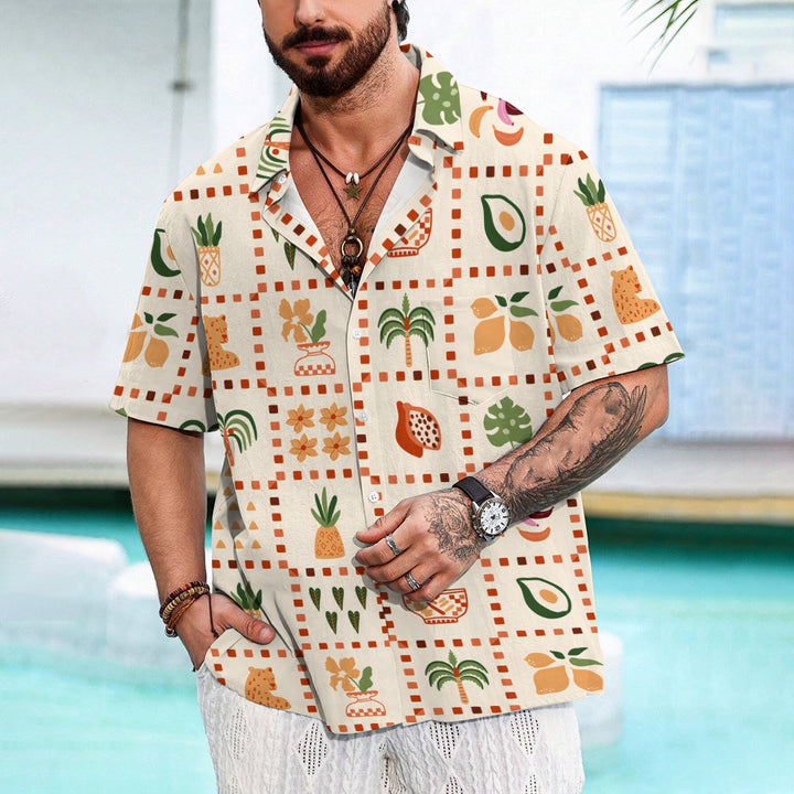 Leopard Plant Art Print Casual Short Sleeve Shirt 2410001389