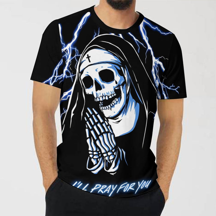 Halloween Skeleton Nun Short Sleeve T-Shirt 2408006568