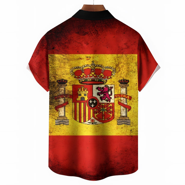 Spain European Cup Casual Large Size Short Sleeve Shirt 2407002090