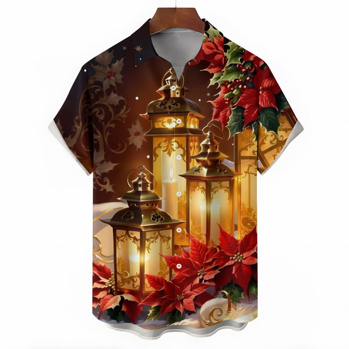 Men's Holiday Prints Casual Short Sleeve Shirt 2412000679