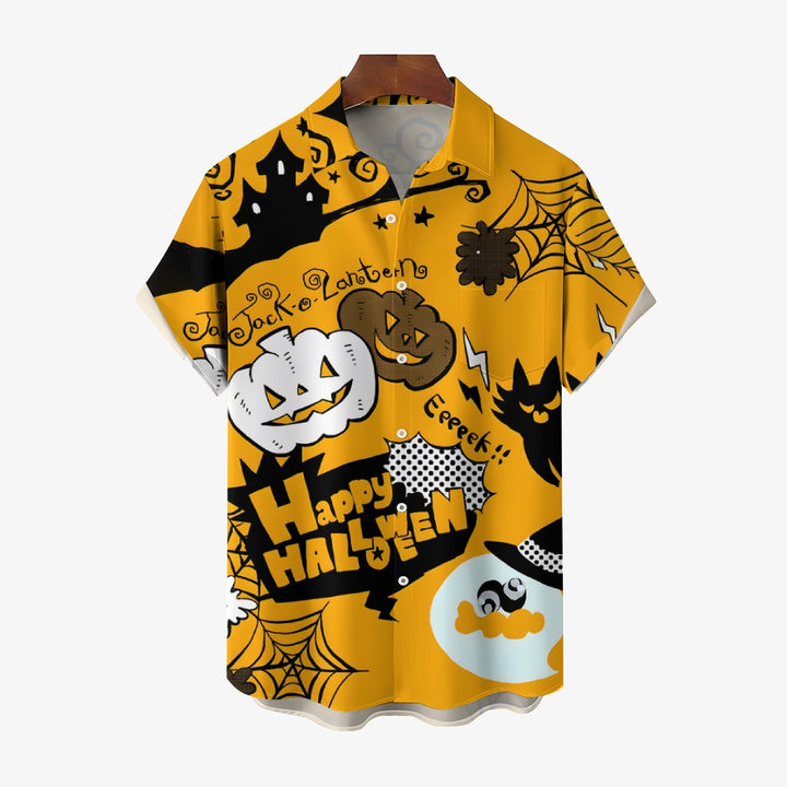 Halloween Ghost Pumpkin Casual Large Size Short Sleeve Shirt 2408000388