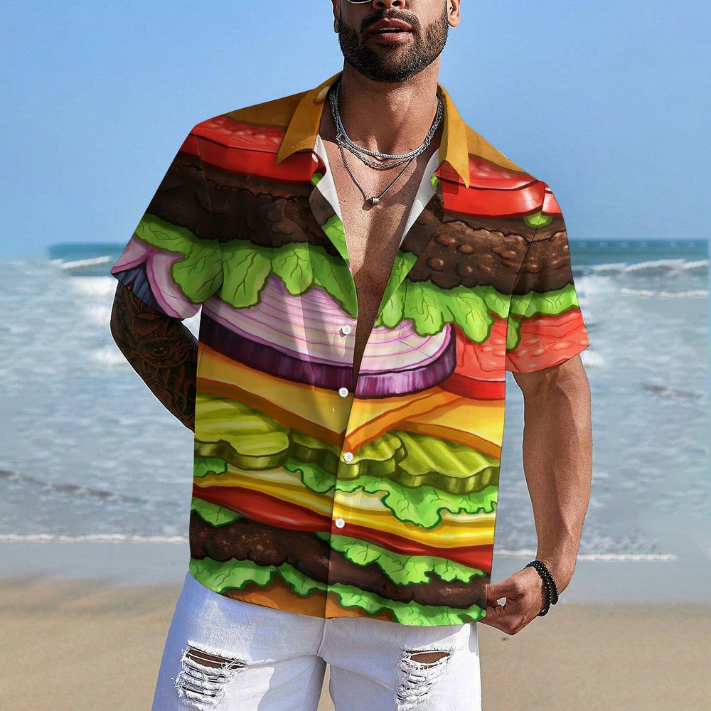 Delicious Burger Casual Short Sleeve Shirt 2410004441