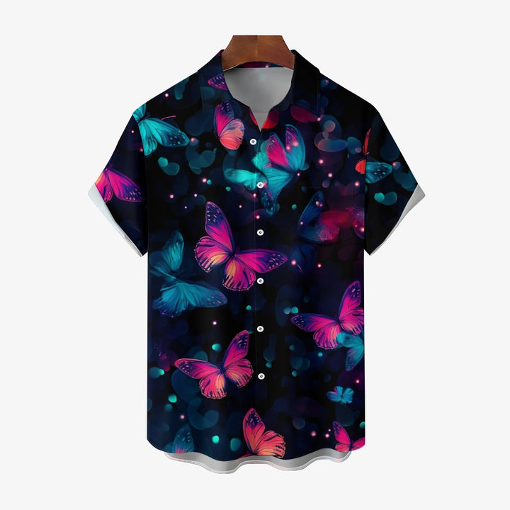 Butterfly Print Casual Short Sleeve Shirt 2408004531