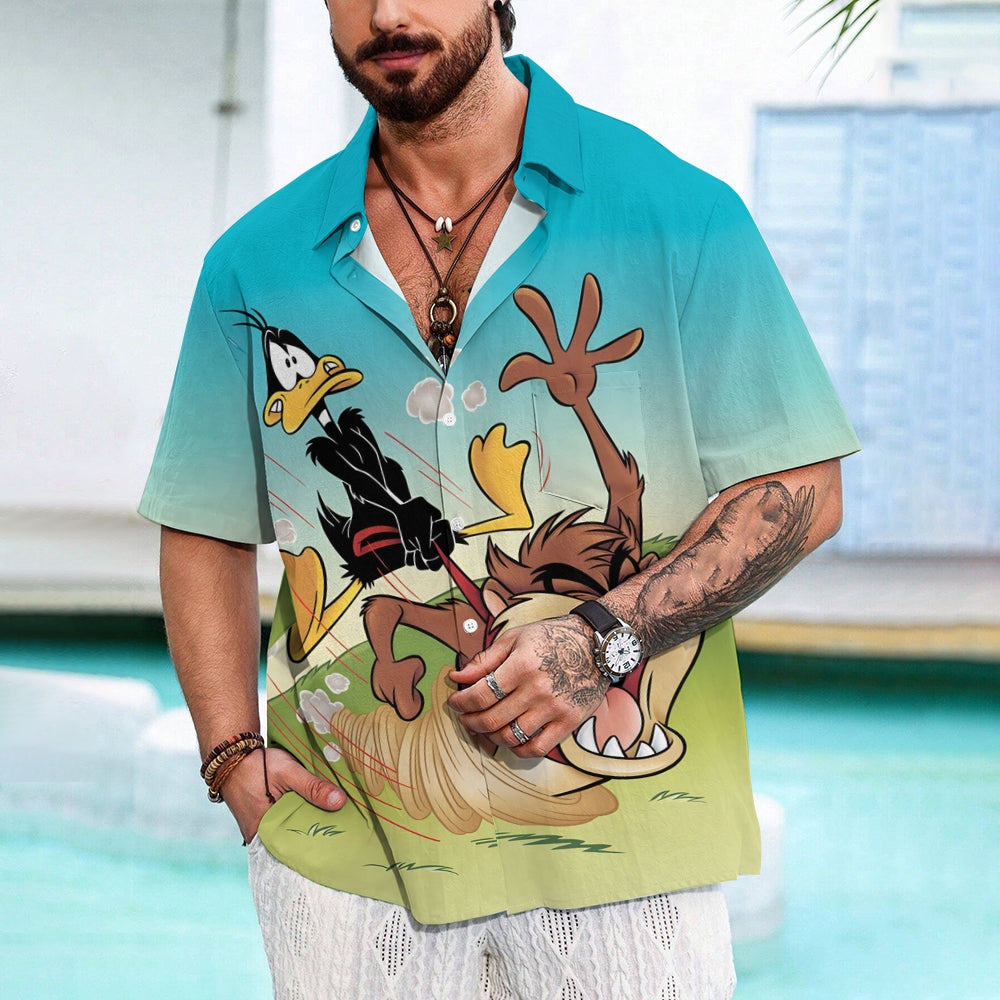 Cartoon Character Chase Print Casual Short Sleeve Shirt 2412001944