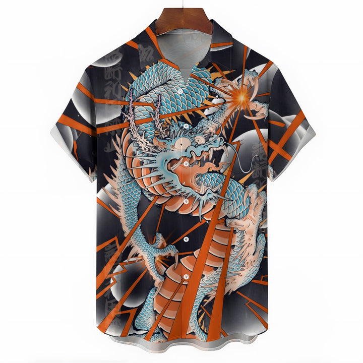 Fun Dragon Print Casual Short Sleeve Shirt 2501001475