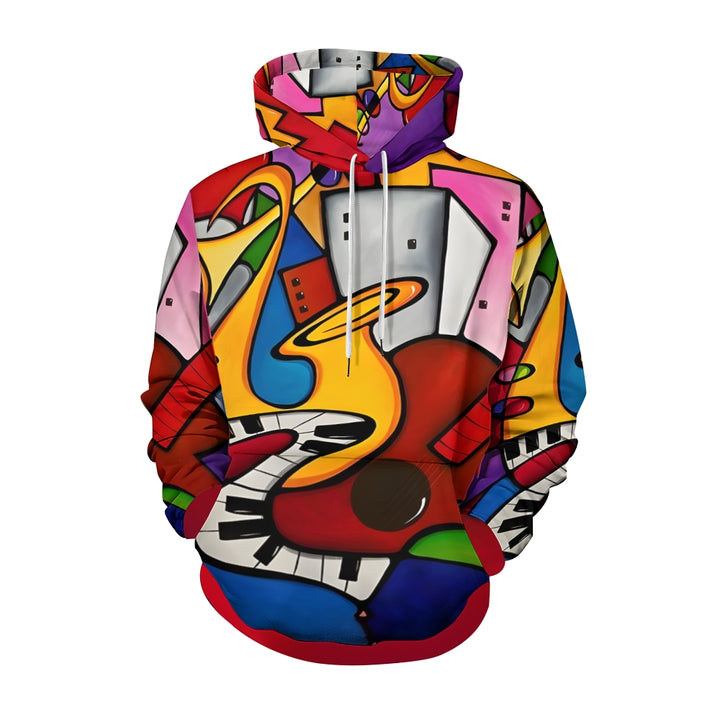 Musical Instruments Abstract Geometric Print Plue Size Printed Hoodies