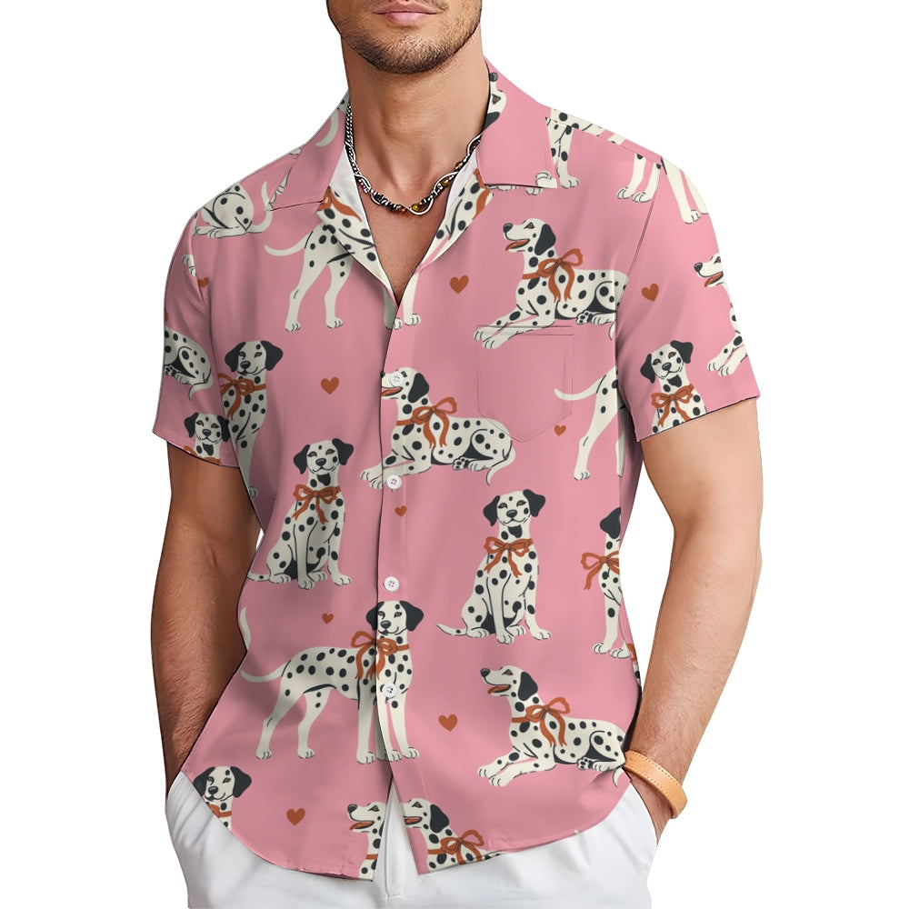 Butterfly Dalmatian print Casual Short Sleeve Shirt 2412010192