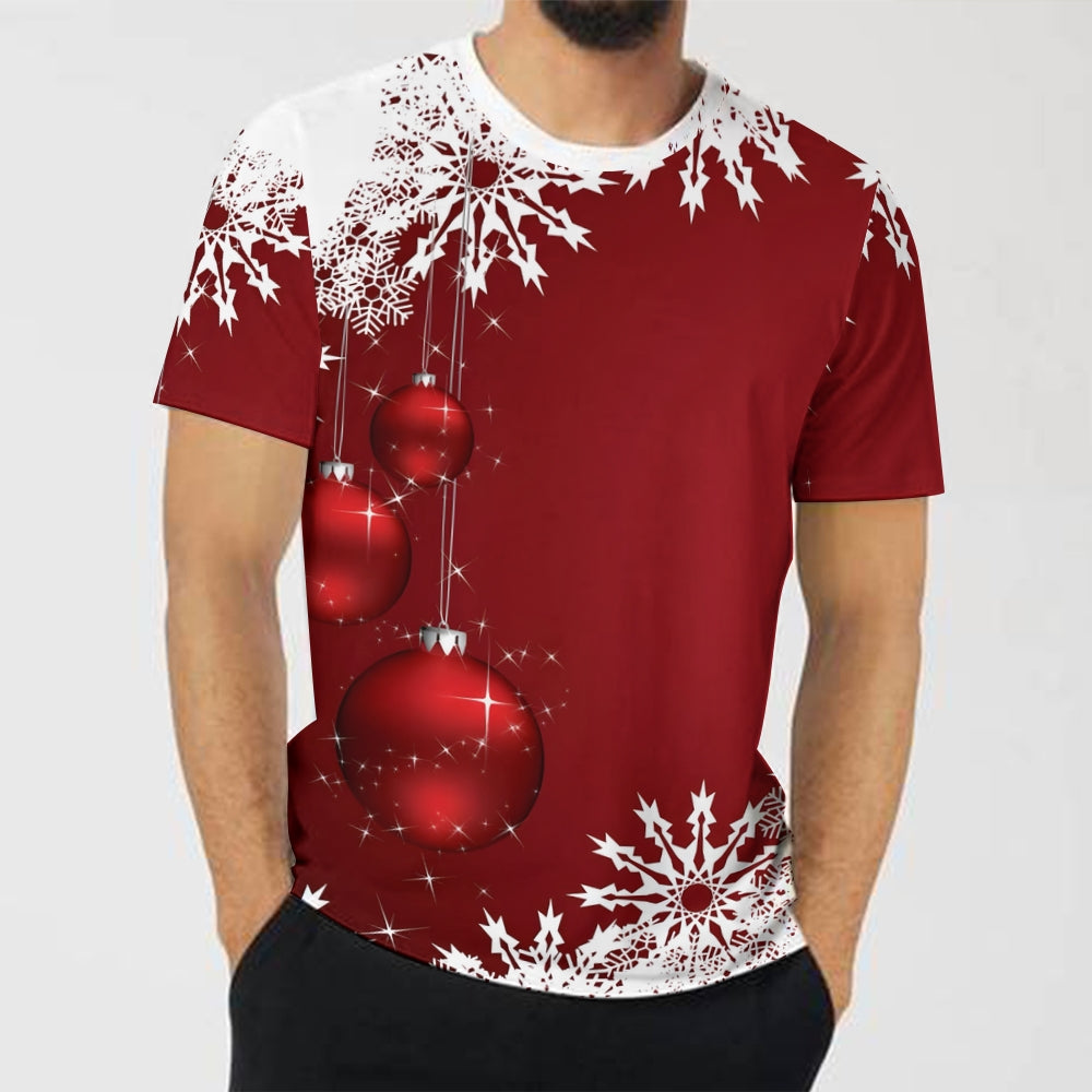 Men's Christmas Trendy Snowflake Graphic Print Short Sleeve T-Shirt