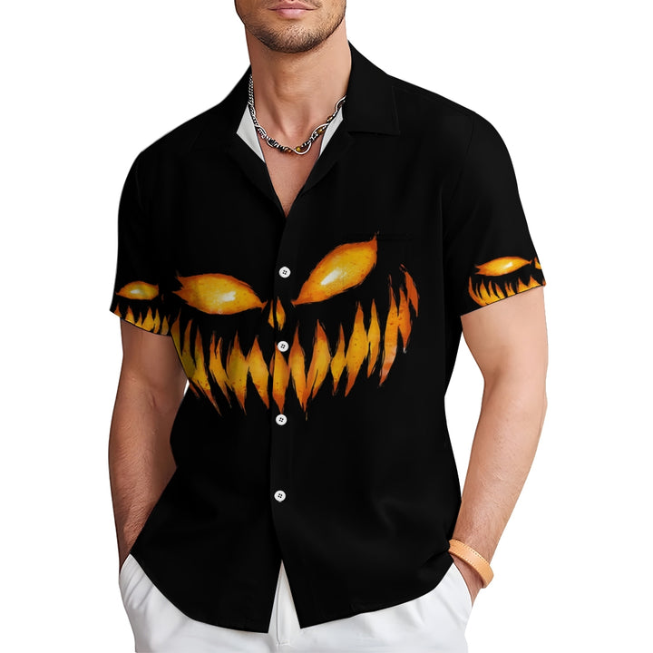 Men's Halloween Ghost Pumpkin Short Sleeve Shirt 2408008246