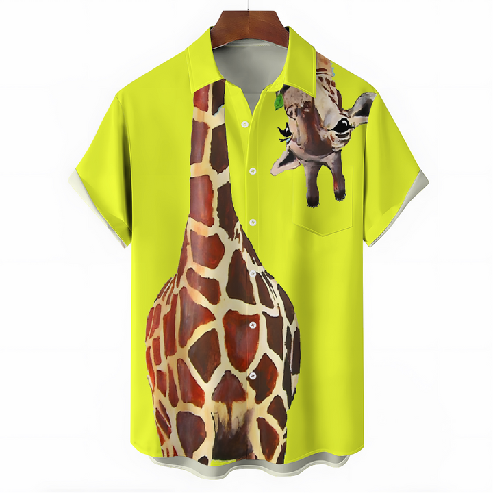 Giraffe Chest Pocket Short Sleeve Shirt 2309000071