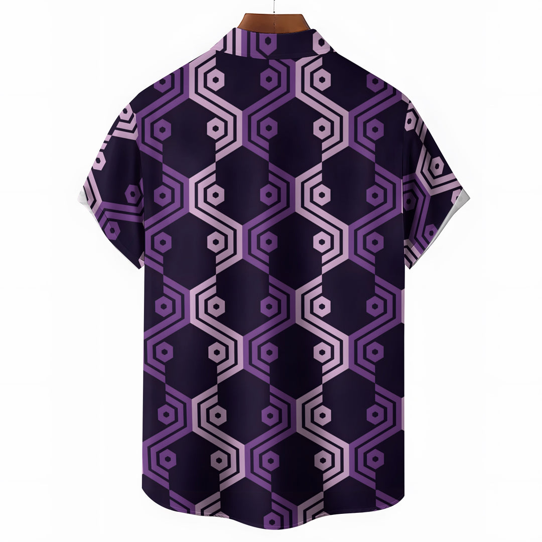 Chemise à carreaux violette à manches courtes pour homme 2304102520