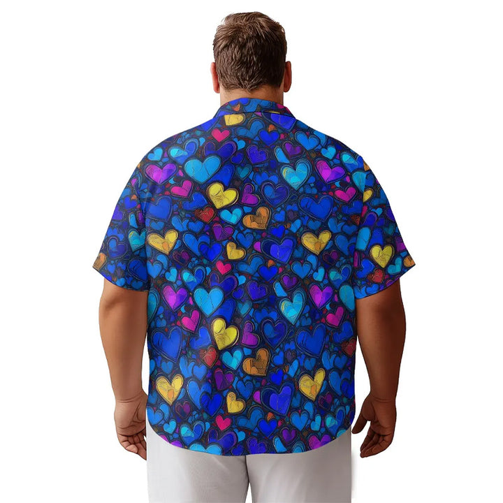 Valentine's Day Love Heart Print Shirt for Men