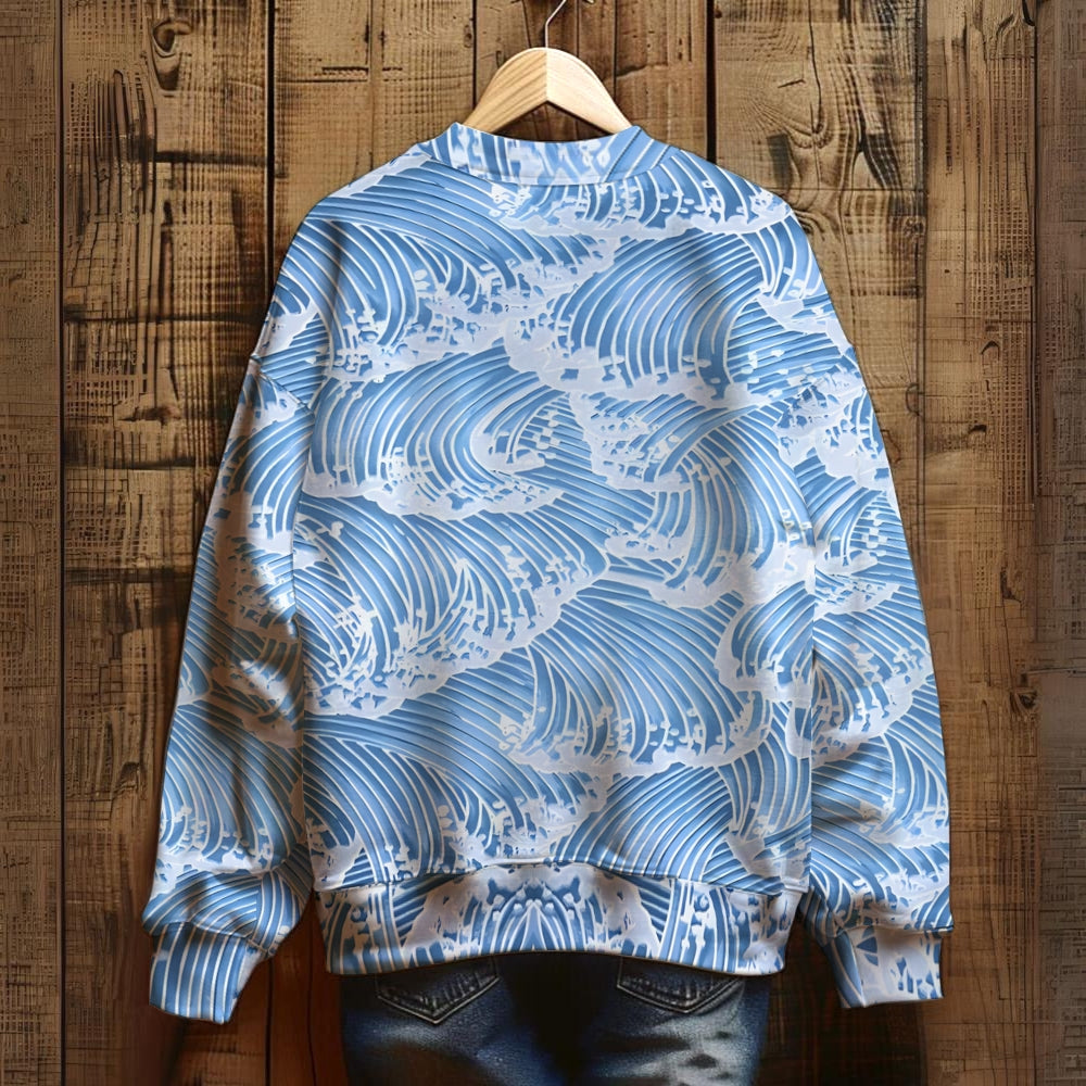 Men's Wave Print Unisex Sweatshirt 2410009093