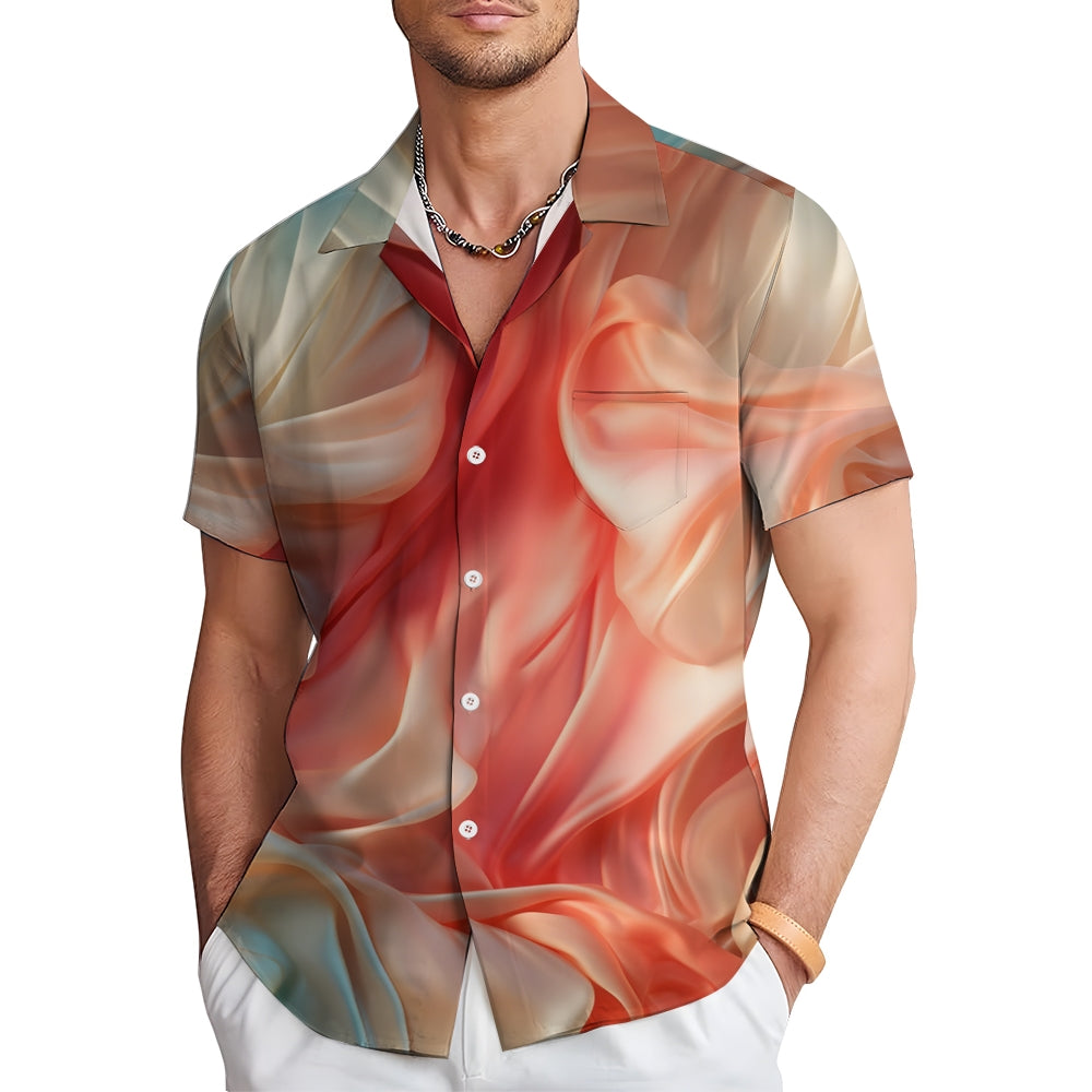 Men's Fabric Texture Print Short Sleeve Shirt 2501001494