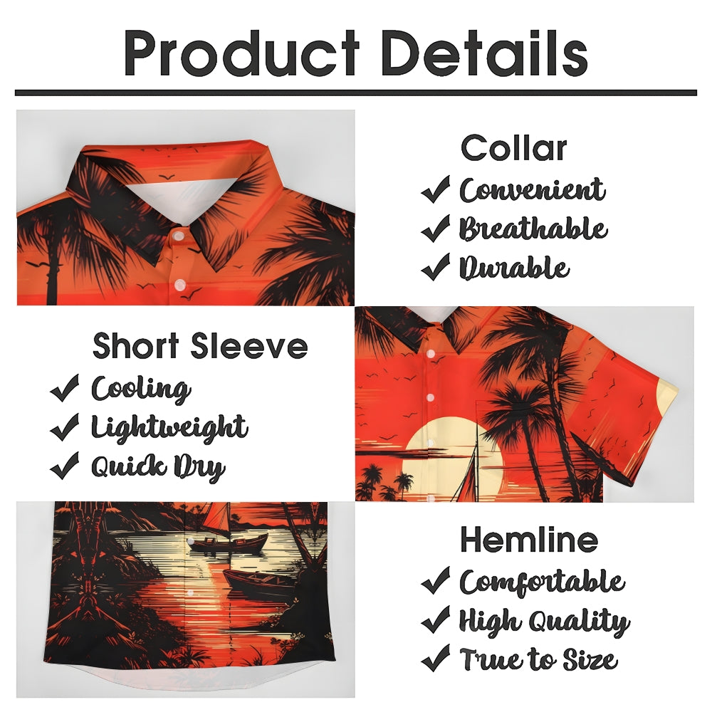 Men's Hawaiian Sailboat Casual Short Sleeve Shirt 2405000208