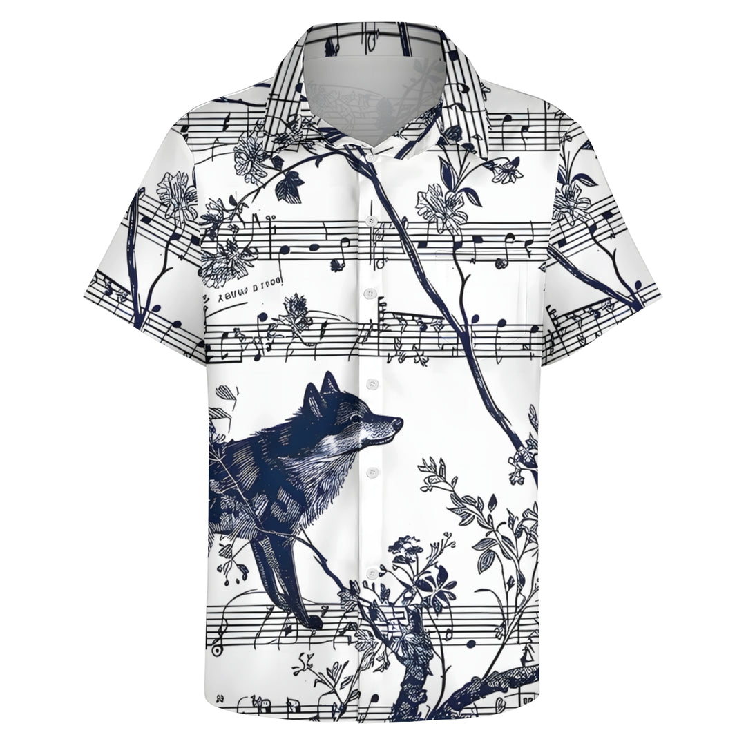 Men's Sheet Wolf Art Print Casual Short Sleeve Shirt 2404000842