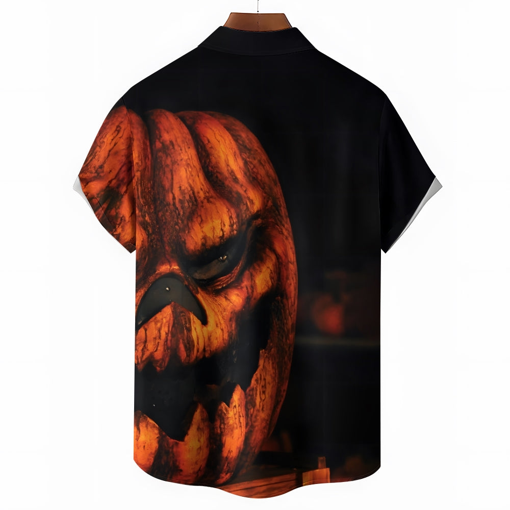 Halloween Ghost Pumpkin Casual Short Sleeve Shirt 2408007011