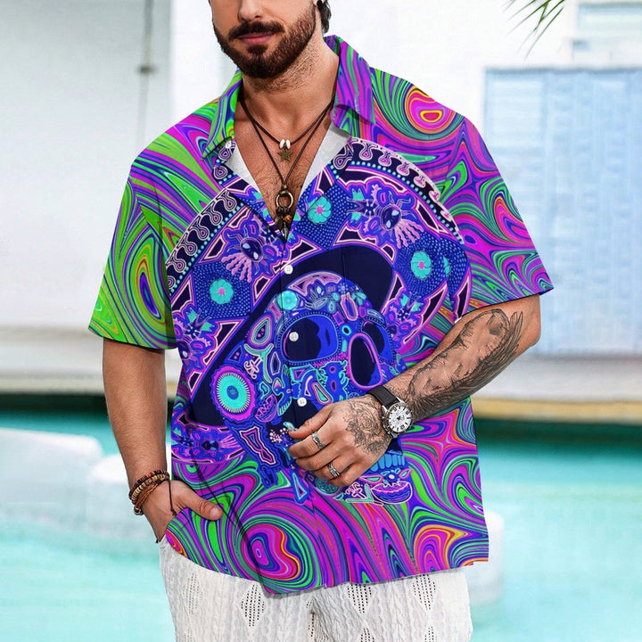 Mexican Day of the Dead Art Casual Short Sleeve Shirt 2409008975