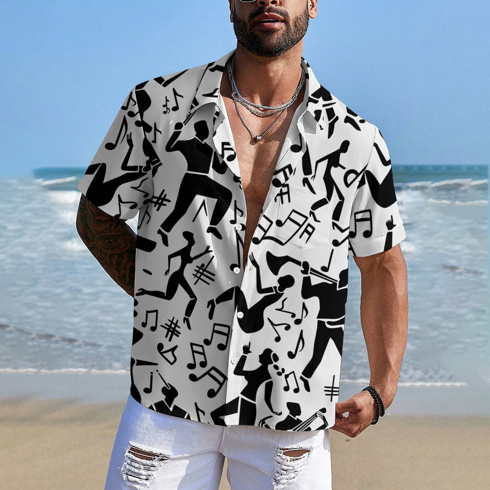 Geometric Figure Music Print Casual Oversized Short-Sleeved Shirt 2406003417