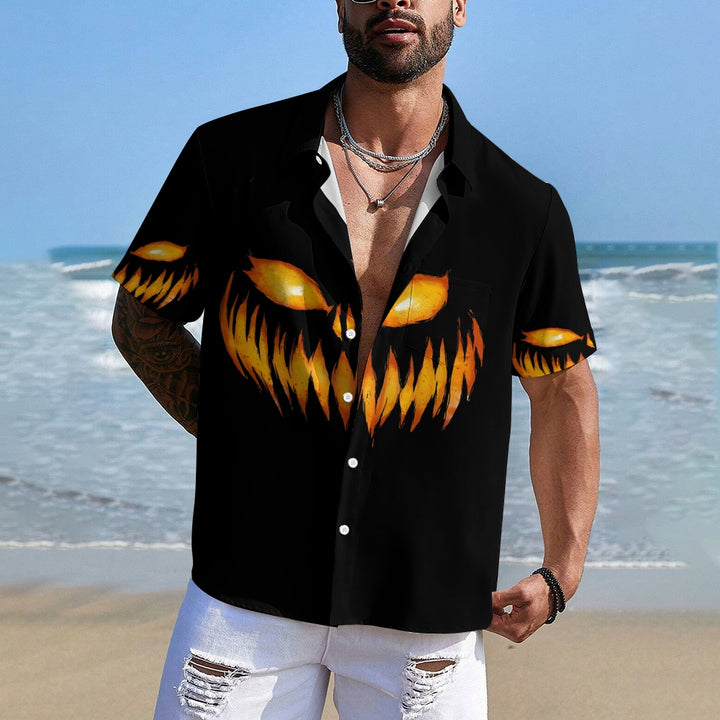 Men's Halloween Ghost Pumpkin Short Sleeve Shirt 2408008246