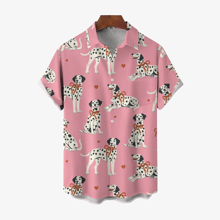 Butterfly Dalmatian print Casual Short Sleeve Shirt 2412010192