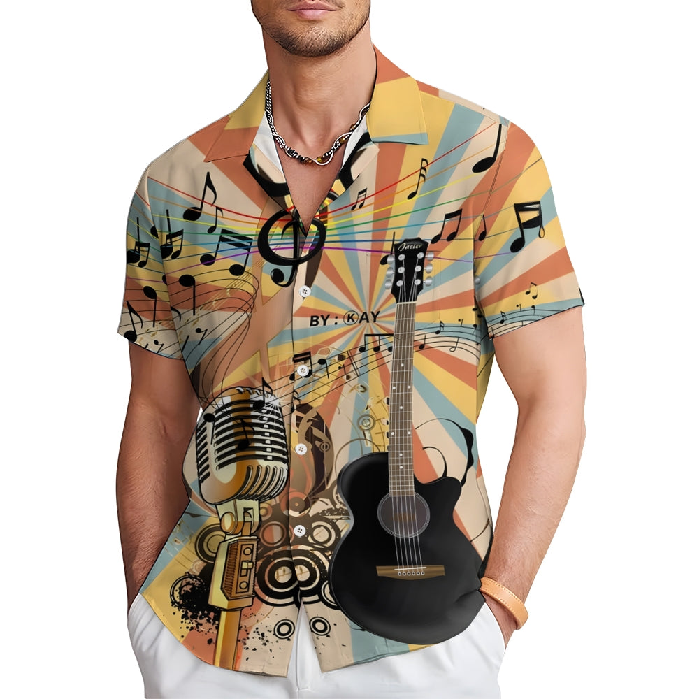 Men's Music Love Print Short Sleeve Shirt 2412009490