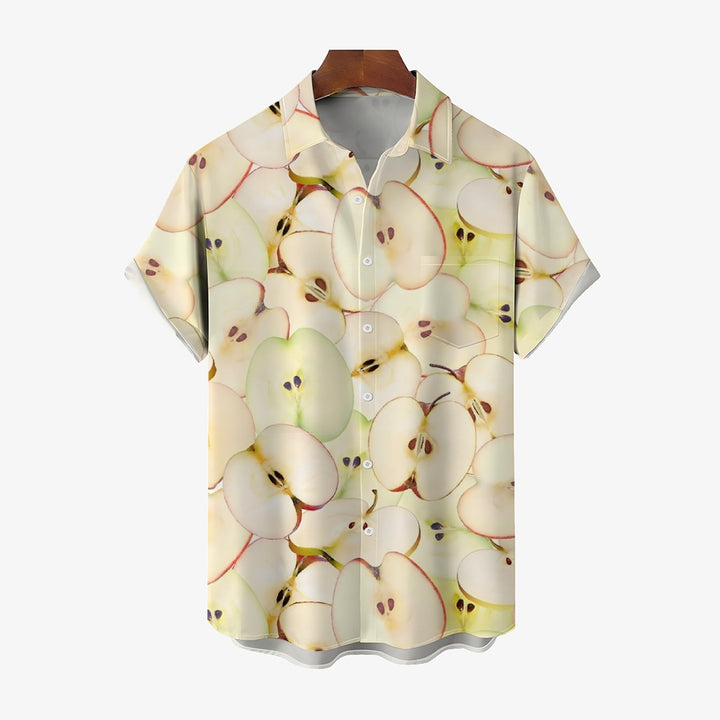 Apple Cutaway Print Casual Oversized Short Sleeve Shirt 2407003659