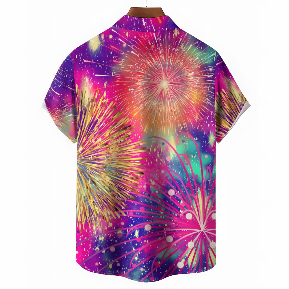 Festive Fireworks Casual Short Sleeve Shirt 2408004501