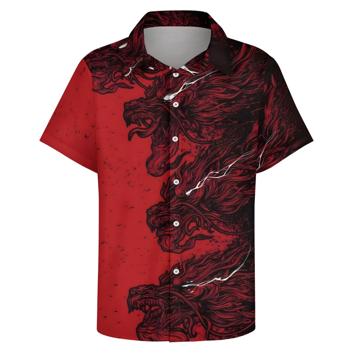 Men's Dragon Print Short Sleeve Shirt 2404001174