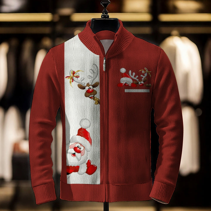 Men's Casual Christmas Print Long Sleeve Jacket