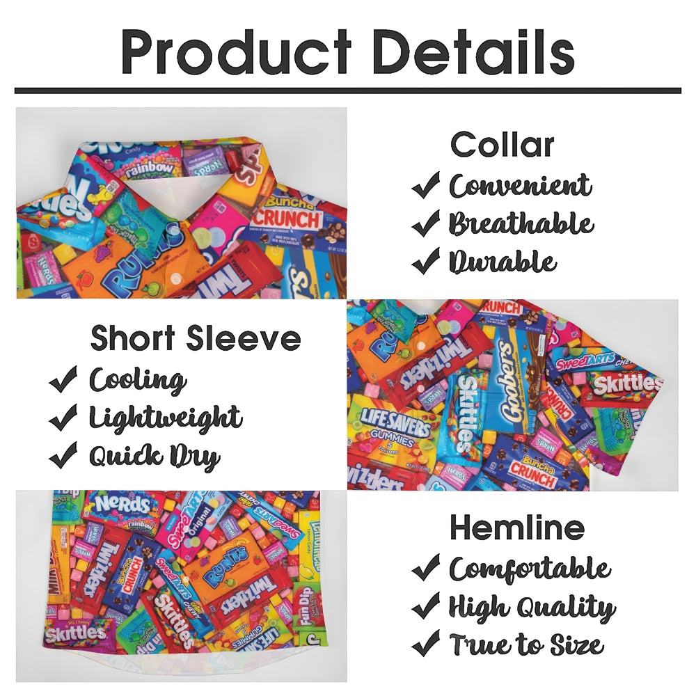 Snack Candy Print Casual Oversized Short Sleeve Shirt 2407003483