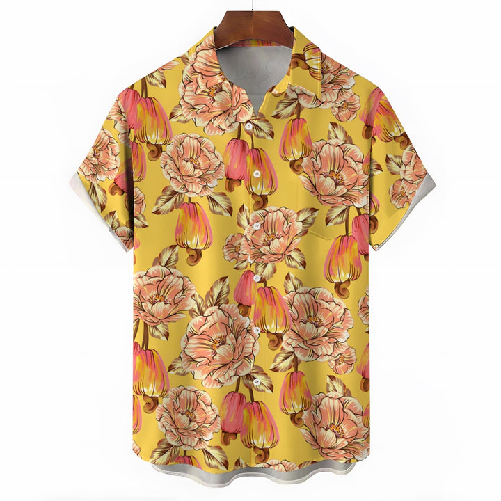 Men's Flower Print Casual Short Sleeve Shirt 2404000059