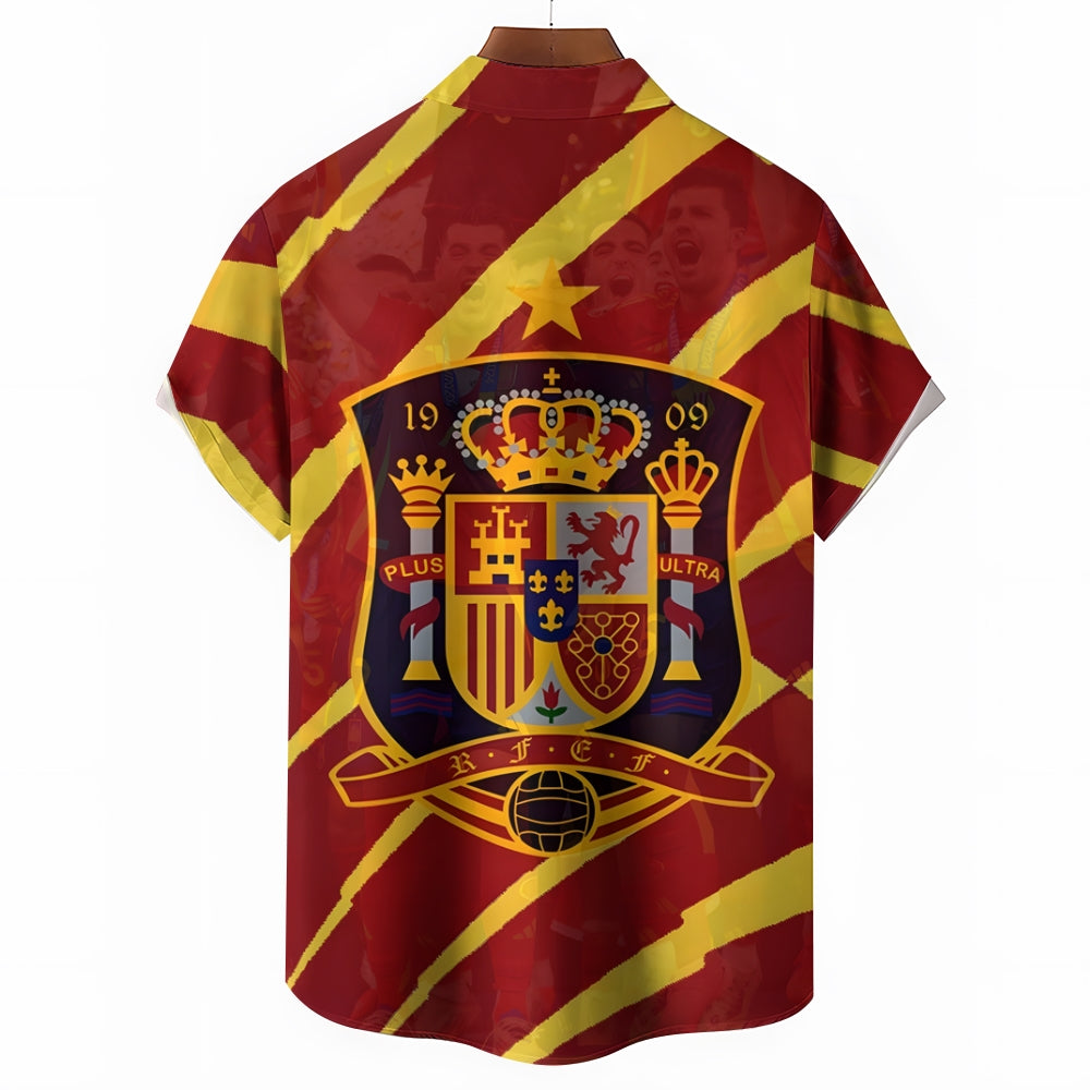 Spain European Cup Casual Large Size Short Sleeve Shirt 2407002080