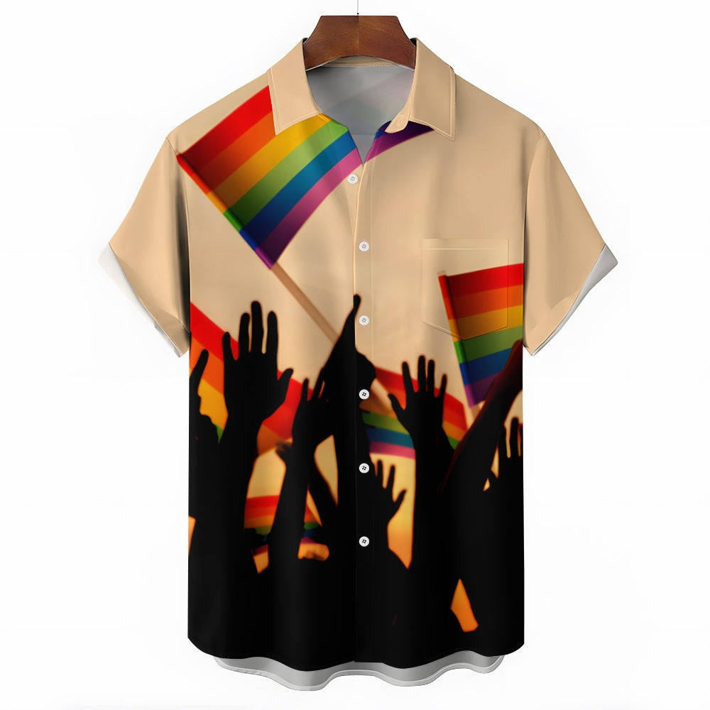 Rainbow Flag Pride Month Casual Short Sleeve Shirt 2404001805