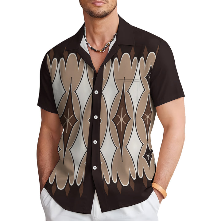 Men's Geometric Print Casual Short Sleeve Shirt 2404001427