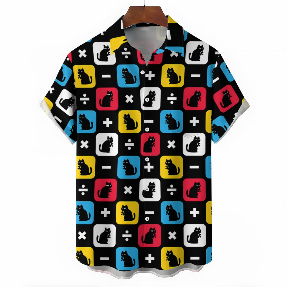 Men's Cats Casual Short Sleeve Shirt 2403000736