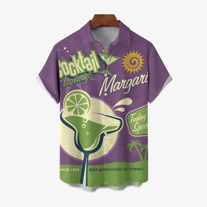 Men's Cocktail Print Casual Short Sleeve Shirt 2403000665